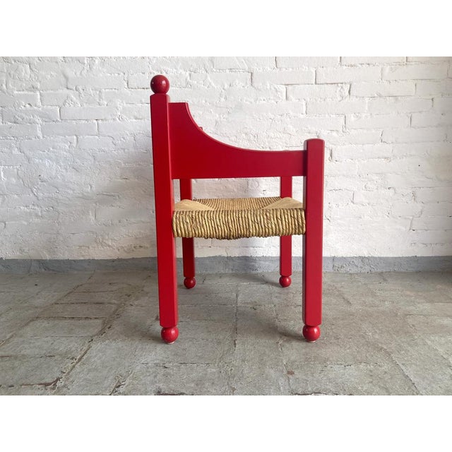 Italian Beech and Straw Armchair, 1960s For Sale - Image 4 of 10