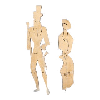 Stylized Metal Figures from France - A Pair For Sale