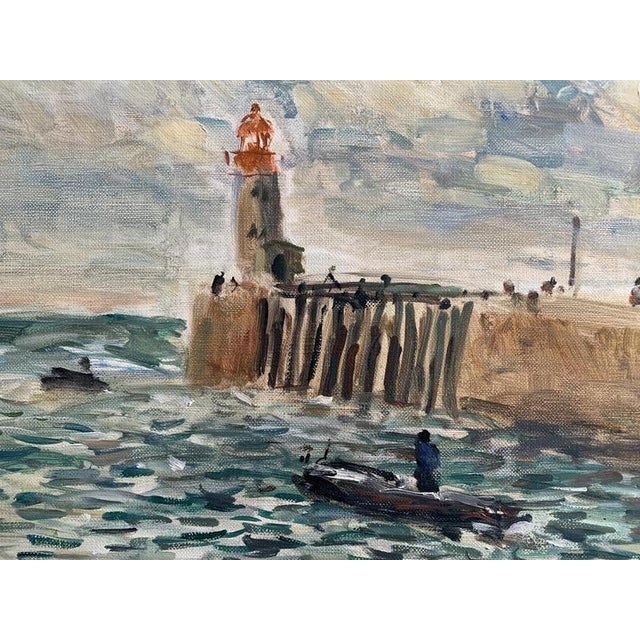 Jean Jacques René, The Pier at Fécamp, Oil on Canvas For Sale - Image 3 of 3