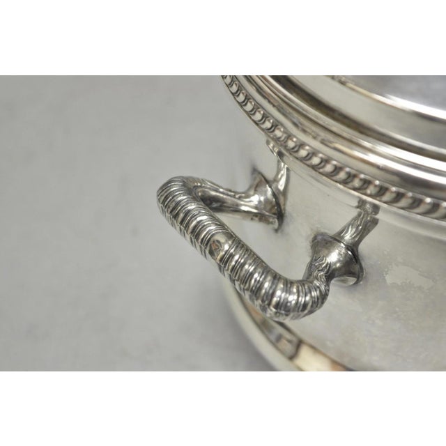 Silver Vintage Fb Rogers English Regency Silver Plated Coat of Arms Covered Ice Bucket For Sale - Image 8 of 17