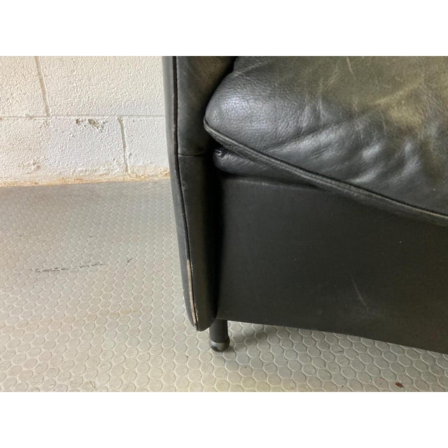 Black Vintage Postmodern Black Leather Lounge Chair by Franz Schulte | Vintage Modern Leather Chair | Detachable Headrest & Pillow For Sale - Image 8 of 9