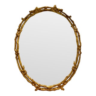Monumental 19th-Century French Faux Bois Giltwood Mirror in the Naturalist Style For Sale