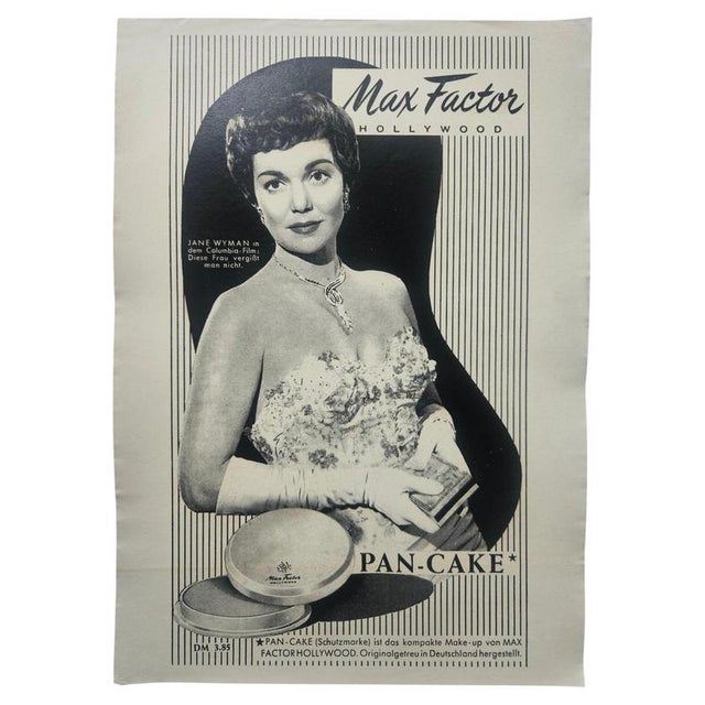 Gray Art Deco Advertising Poster Max Factor Pan Cake, USA, 1940s For Sale - Image 8 of 8