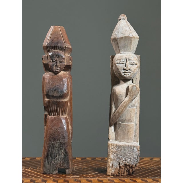 Pair of Antique Hand Carved Folk Art Figurative Remnants For Sale - Image 10 of 12