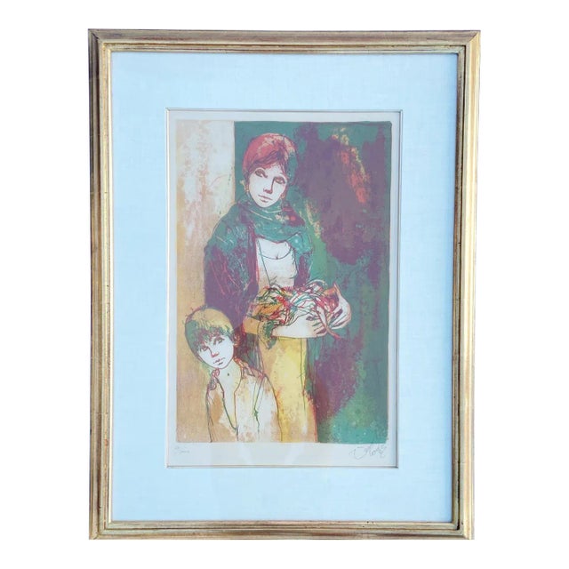 Mother and Child, Framed and Signed Lithograph 66/100 by Jean-Baptiste Valadie For Sale