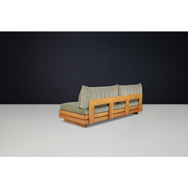 Vintage Lounge Chair and Two-Seater Sofas in Elm and Olive Green Upholstery from Maison Regain, 1970s, Set of 3 For Sale - Image 14 of 18