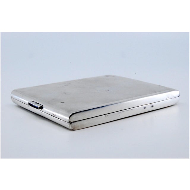 Matte Silver Cigarette Case with Gold Interior and Hinged Lid For Sale - Image 10 of 11