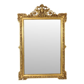 Antique French Gold Bevelled Mirror, 1890s For Sale