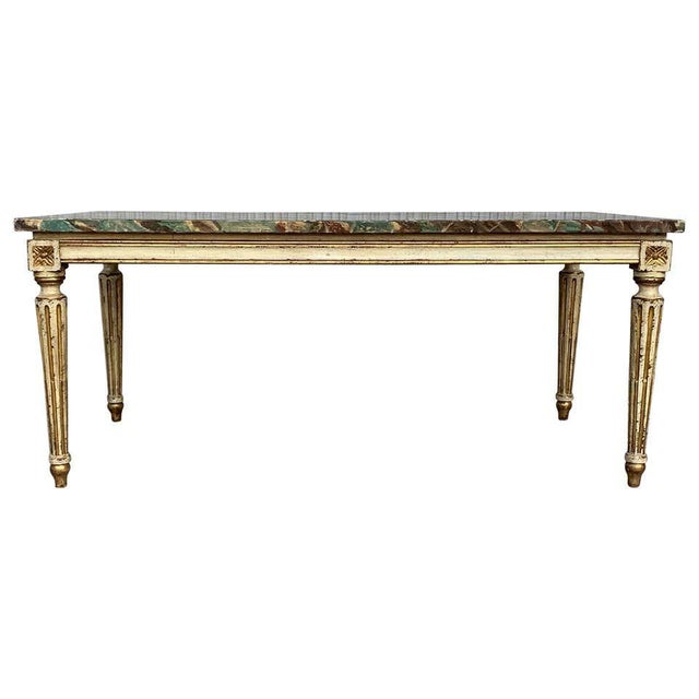 Stone 19th Century Venetian Parcel-Gilt Coffee Table With Faux Marble Top For Sale - Image 7 of 7