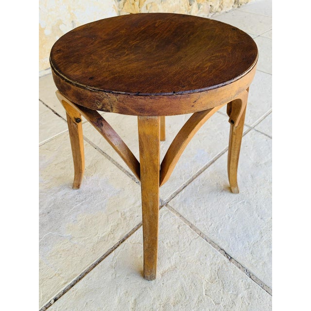 Brown Vintage Bentwood Stool from Baumann, 1950s For Sale - Image 8 of 18