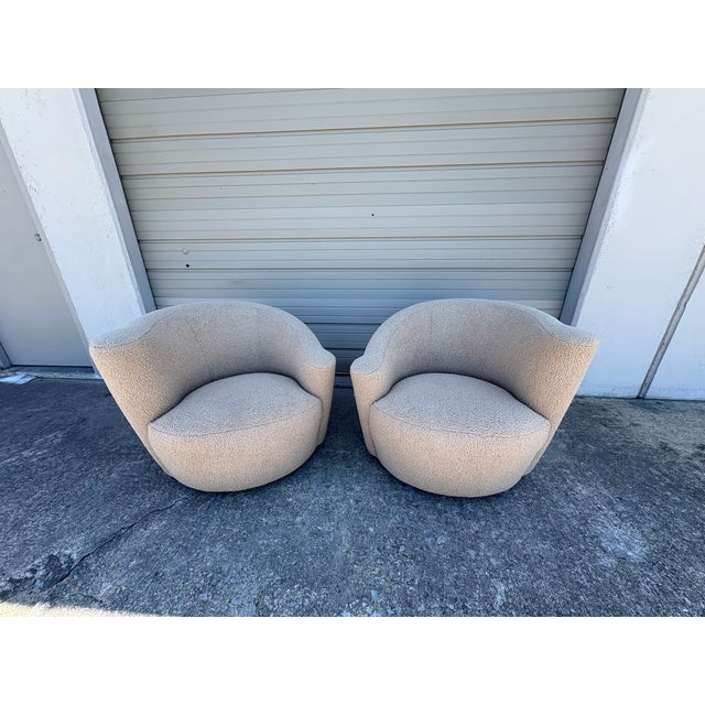 Pair of Vladimir Kagan for Weiman Nautilus Swivel Chairs For Sale - Image 10 of 14