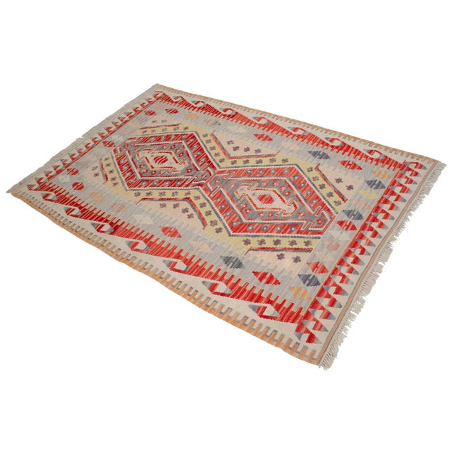 1970s Vintage Handmade Turkish Rug Kilim - 3′11″ × 5′9″ For Sale - Image 4 of 16
