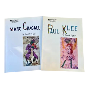 Set of 2 Vintage ArtStart Books Children Kids - Paul Klee 1983 and Marc Chagall 1982 Signed by My Editor: Bradley, Paper Back Books