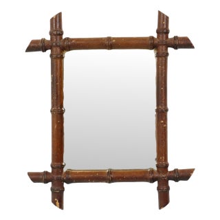 French Wooden Faux Bamboo Mirror For Sale