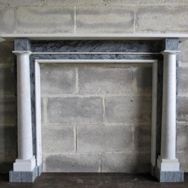 19th Century White Bardiglio Marble Column Fireplace For Sale - Image 3 of 7