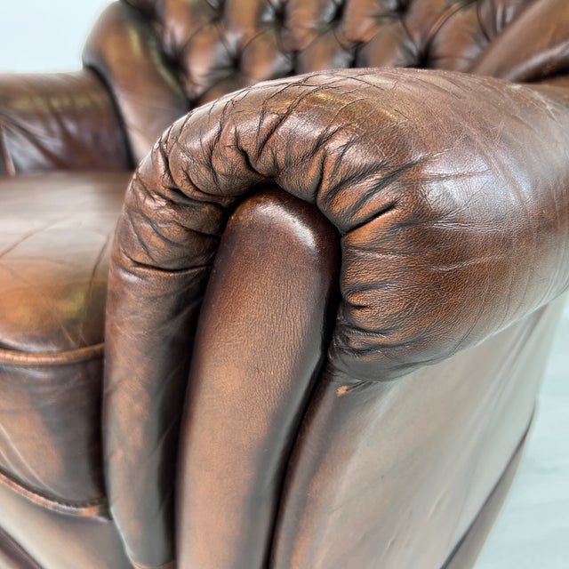 1970s Vintage Chesterfield Leather Club Chairs – A Pair For Sale - Image 5 of 12