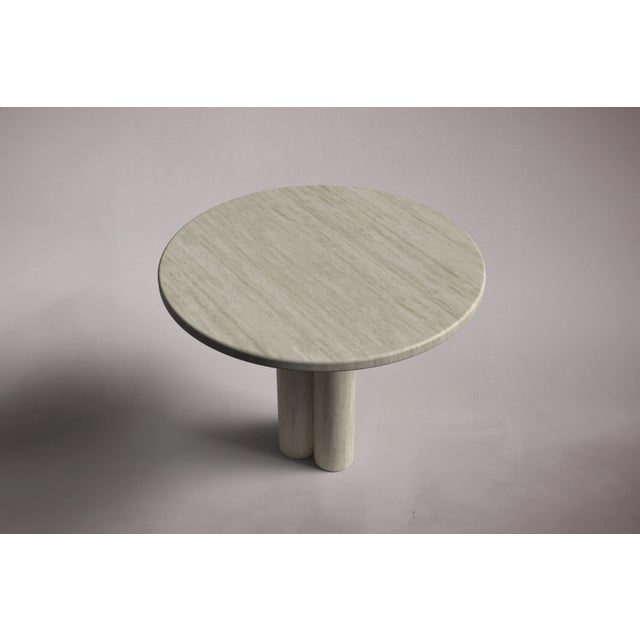 Zade Travertine Round Dining Table 35.4 For Sale - Image 4 of 5