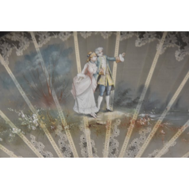 Large Hand Painted Framed Antique Fan For Sale In New York - Image 6 of 8