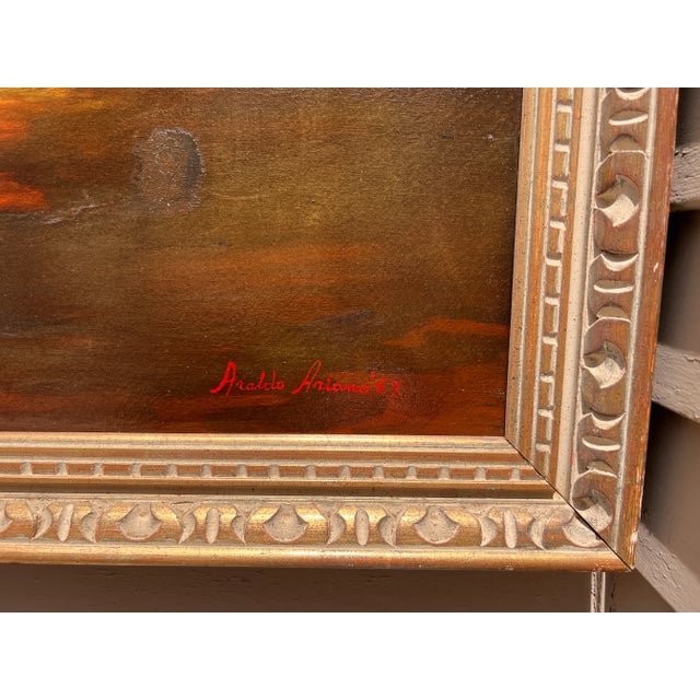 Italian Araldo Ariano Italian Artist Large Oil Painting 1969 Historical Genre Scene For Sale - Image 3 of 12