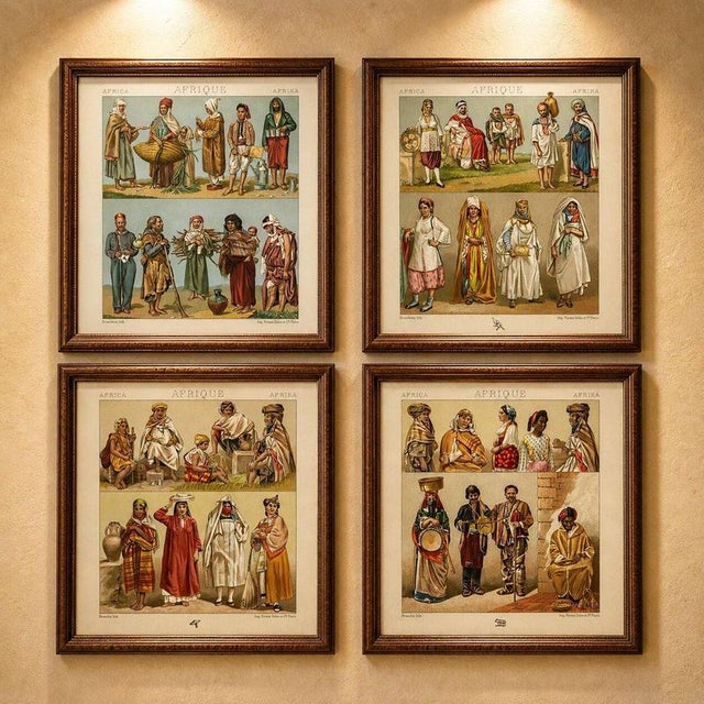 Paper Racinet, Afrique: North African Costumes & Figures, 1888, Lithographs, Set of 4 For Sale - Image 7 of 9