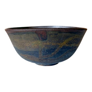 Large Ceramic Bowl with Abstract Glaze by Toshiko Takaezu For Sale
