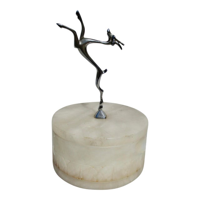 Italian Art Deco Alabaster Lidded Box Circa 30s' For Sale