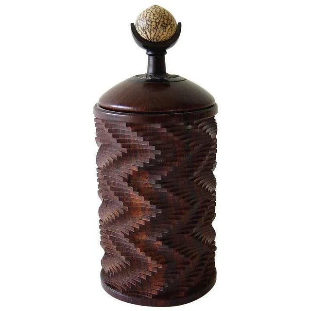Jon Sauer California Modern Studio Exotic Woods Betel Nut Lidded Box For Sale - Image 4 of 5