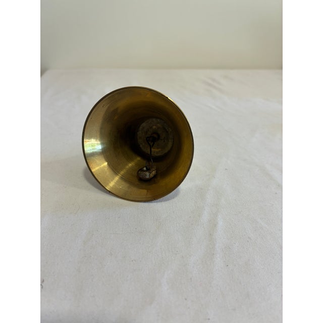 Mid-Century Modern Vintage Solid Brass Hand Bell For Sale - Image 3 of 6