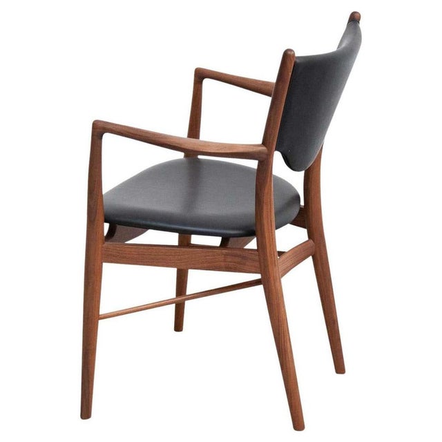Model 46 Armchair in Walnut and Black Leather attributed to House of Finn Juhl For Sale - Image 17 of 17