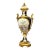 French Louis XVI Porcelain Vase With Romantic Artwork, Hand-Finished Gold Leaf & Bronze Base For Sale
