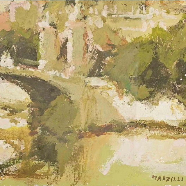 Modern Franco Marzilli, View of Rome, Oil Painting, 1970s For Sale - Image 3 of 5