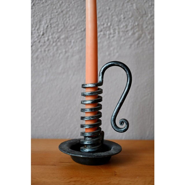 Industrial Antique Wrought Iron Cellar Rat Candlestick, 1960s For Sale - Image 3 of 9
