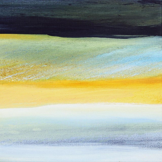 2010s Water Meets Air II - Serene Seascape Contemporary Original Abstract Oil Painting Blue Yellow Green Ocean Landscape Art by Bettina Mauel For Sale - Image 5 of 9
