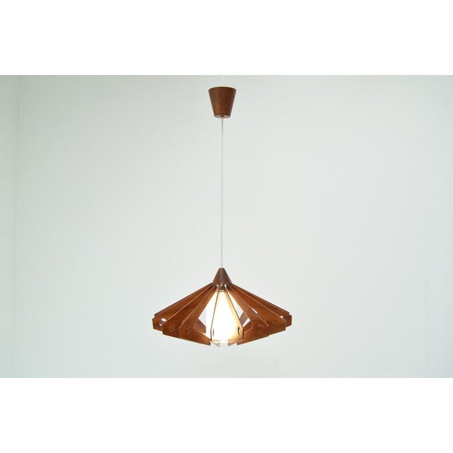 Mid-Century Wooden Pendant, Former Czechoslovakia, 1970s For Sale - Image 13 of 16
