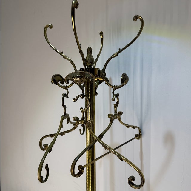 Vintage Baroque-Style Coat Rack in Brass with Hangers and Shoehorn, 1970s, Set of 3 For Sale - Image 9 of 14