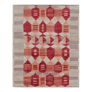 Rug & Kilim’s Scandinavian Style Rug in Beige, Red and Orange Geometric Patterns For Sale