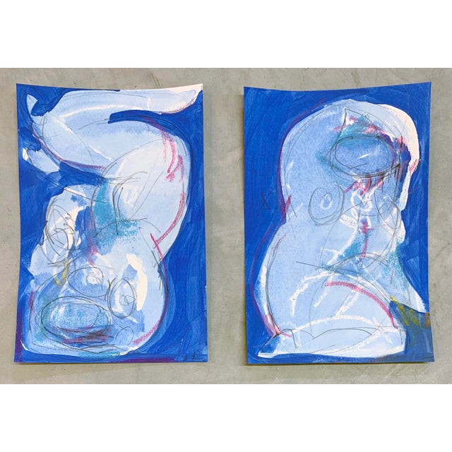 Contemporary Enfold I, Acrylic, Pencil, Oil Crayon on Paper 9x6 Inches For Sale - Image 3 of 3