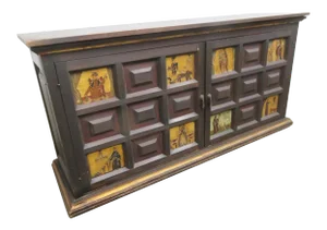 Early 20th Century Asian Decorated Raised Panel Credenza