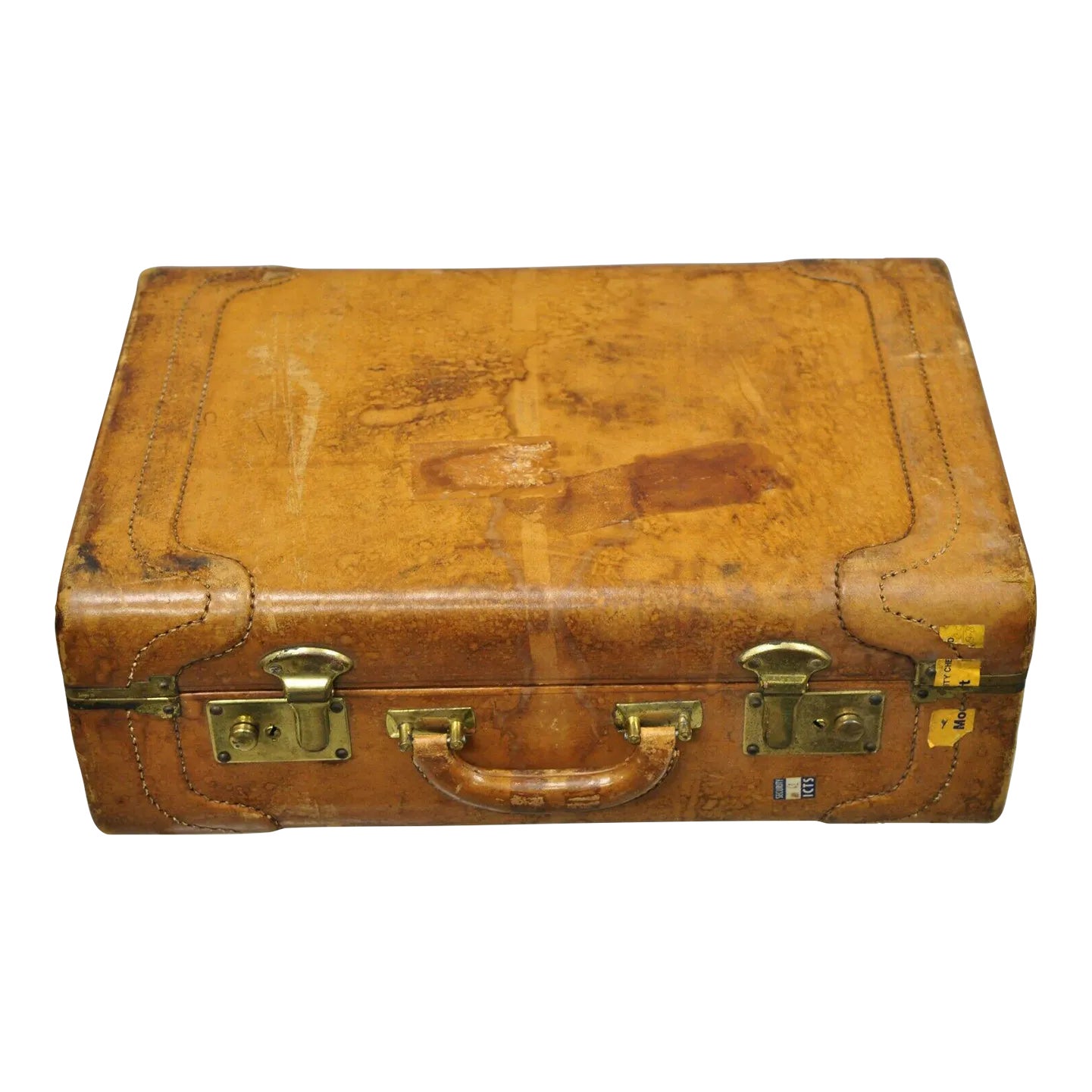 Vintage Brown Caramel Leather Hard Case 18