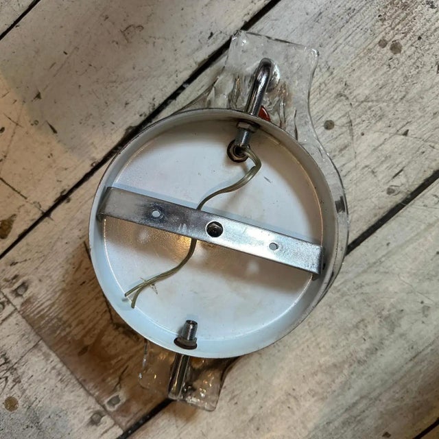 Mazzega Murano Set of Two 1970s Space Age Clear and Brown Murano Glass Wall Sconces by Mazzega For Sale - Image 4 of 8