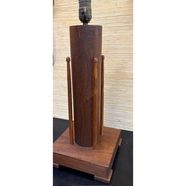 Mid-Century Modern Mid Century Hand Carved Wood Lamp For Sale - Image 3 of 7