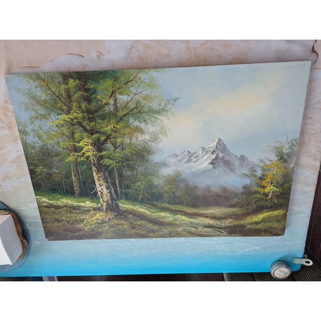 1970s Vintage Original Alpine Mountain Landscape Painting Signed Balla / Bella For Sale - Image 12 of 13