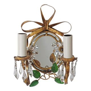 Hollywood Regency Floral Wall Lamp from Maison Baguès, 1950s For Sale