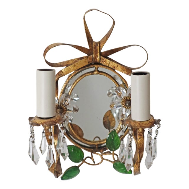 Hollywood Regency Floral Wall Lamp from Maison Baguès, 1950s For Sale