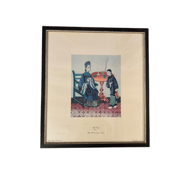 Vintage 1970s Chinese Lithograph Reproduction Prints - a Gift to Queen Isabella (1853) by the Chinese Emperor With...