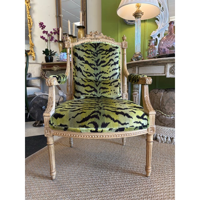 Wood 19th Century Louis XVI Style French Chairs With Scalamandre Le Tigre Fabric - A Pair For Sale - Image 7 of 8