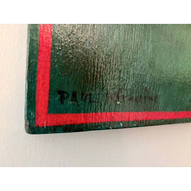 Original folk art rooster painting by Paul Kitchin, hand-painted on shaped board and signed “Paul Kitchin” by the artist....