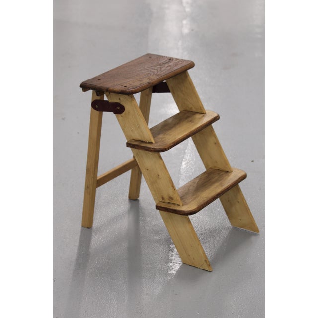 Vintage Brown Wooden Stepladder, 1970s For Sale - Image 18 of 18