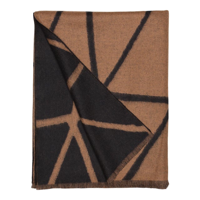 Valley Link Lambswool Cashmere Throw, Brown Geometric Chairish