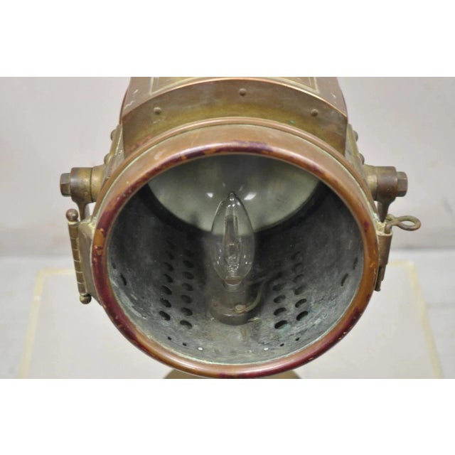 Antique "The Neverout" Searchlight Projector Brass Rose MFG Maritime Table Lamp For Sale - Image 9 of 12